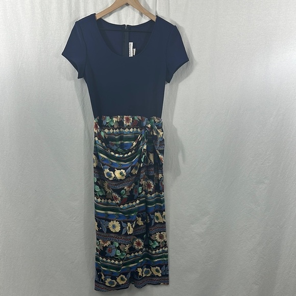 Jessica Howard Vintage Side Tie Faux Wrap Floral Retro Dress Womens Size 8 Boho - Picture 1 of 11